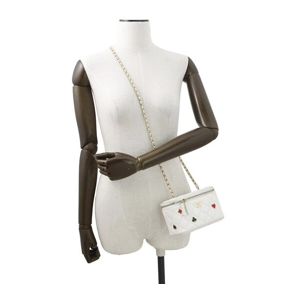 CHANEL Vanity ChainShoulder Bag Calfskin White - Picture 1 of 16